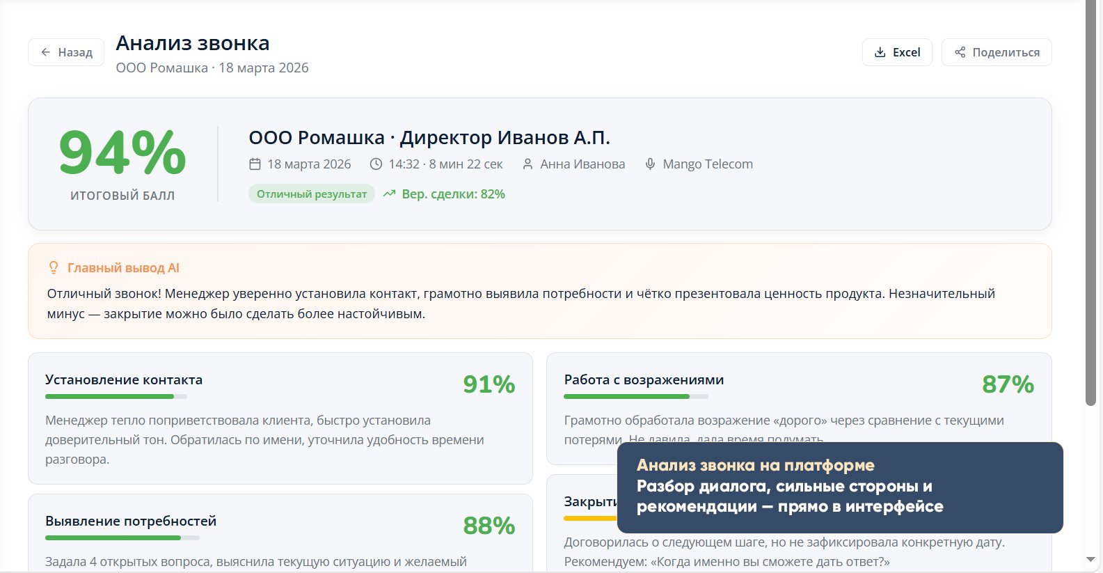 Разбор звонка